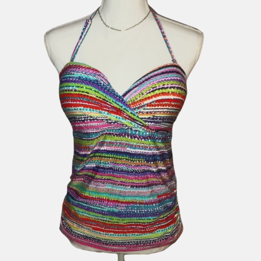 Anne Cole Multicolor Striped Swim Top
